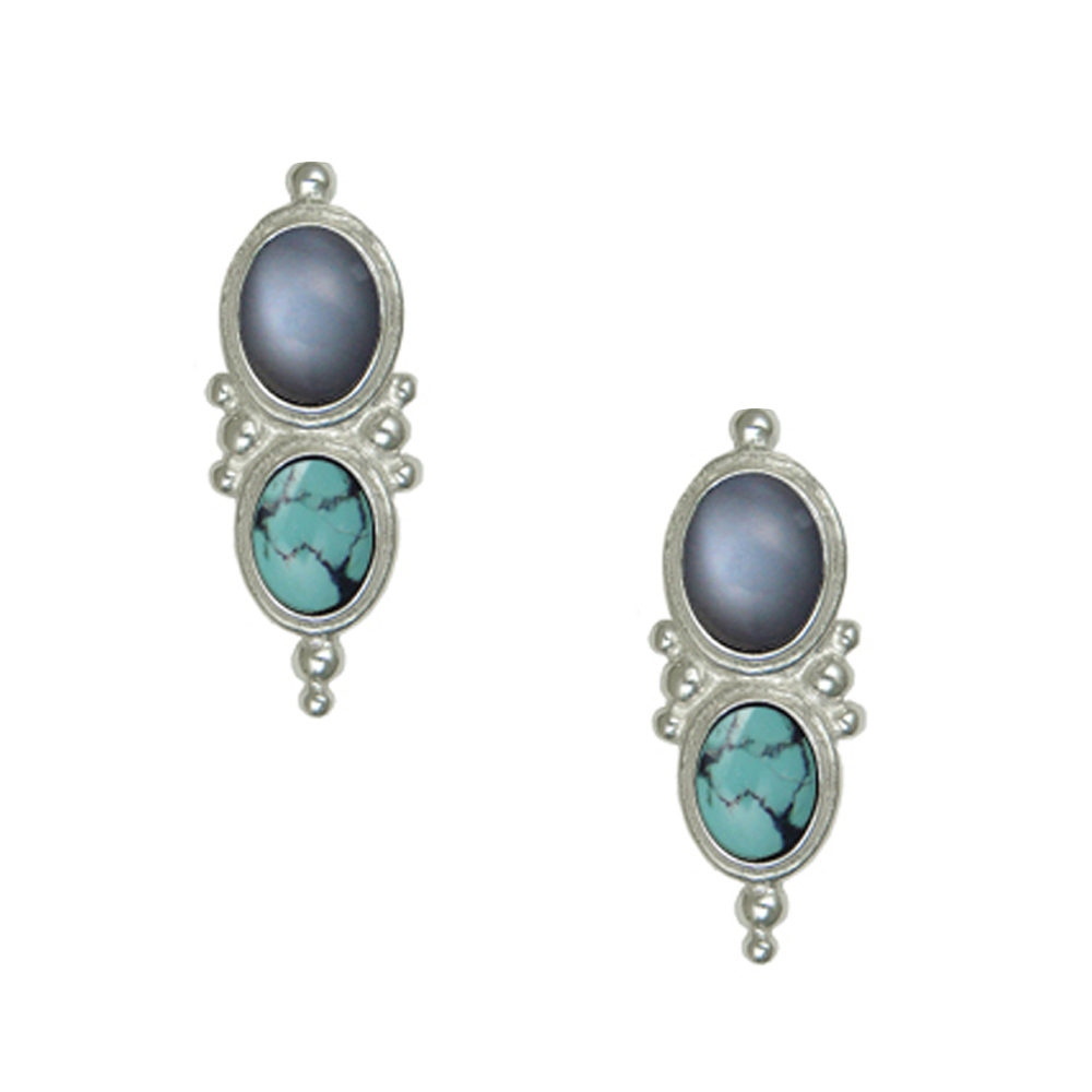 Sterling Silver Drop Dangle Earrings With Grey Moonstone